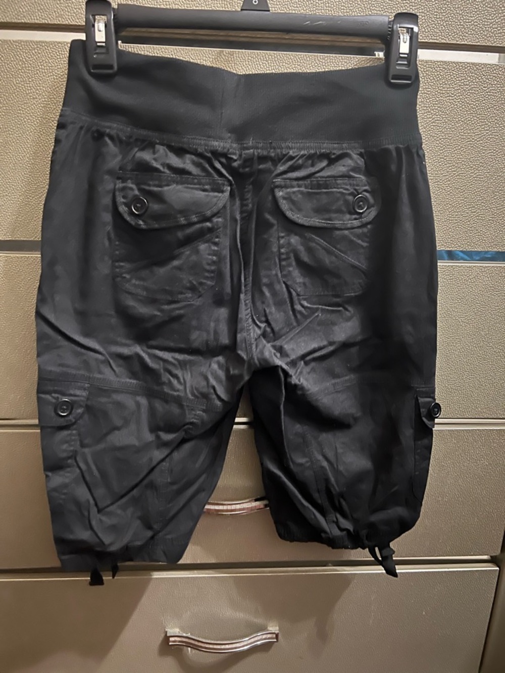 Women’s Black Cargo Shorts with Elastic Waist